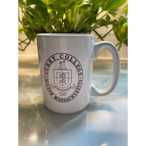 Curry College Logo White and Purple 14 ounce Coffee Mug - Picture 1 of 4